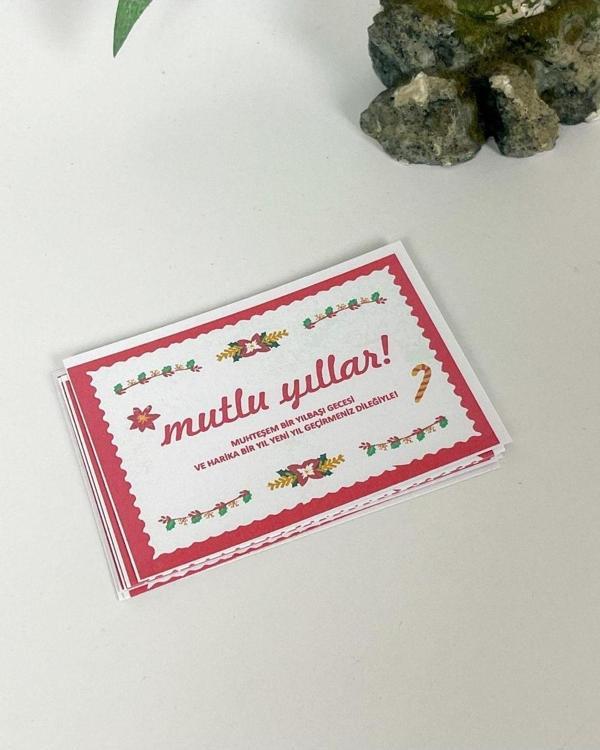 Butiksosyetik Mutlu Yıllar Yeni Yıl Kartı 5,5 x 8 cm 50 Adet - Image 1
