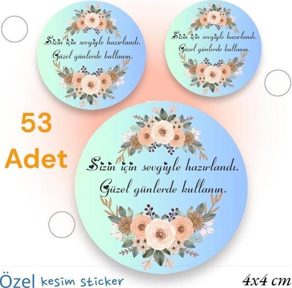 Butiksosyetik Sizin İçin Özenle Hazırlandı Çiçekli Çerçeveli 4 x 4 cm 53 Adet Etiket - Image 1