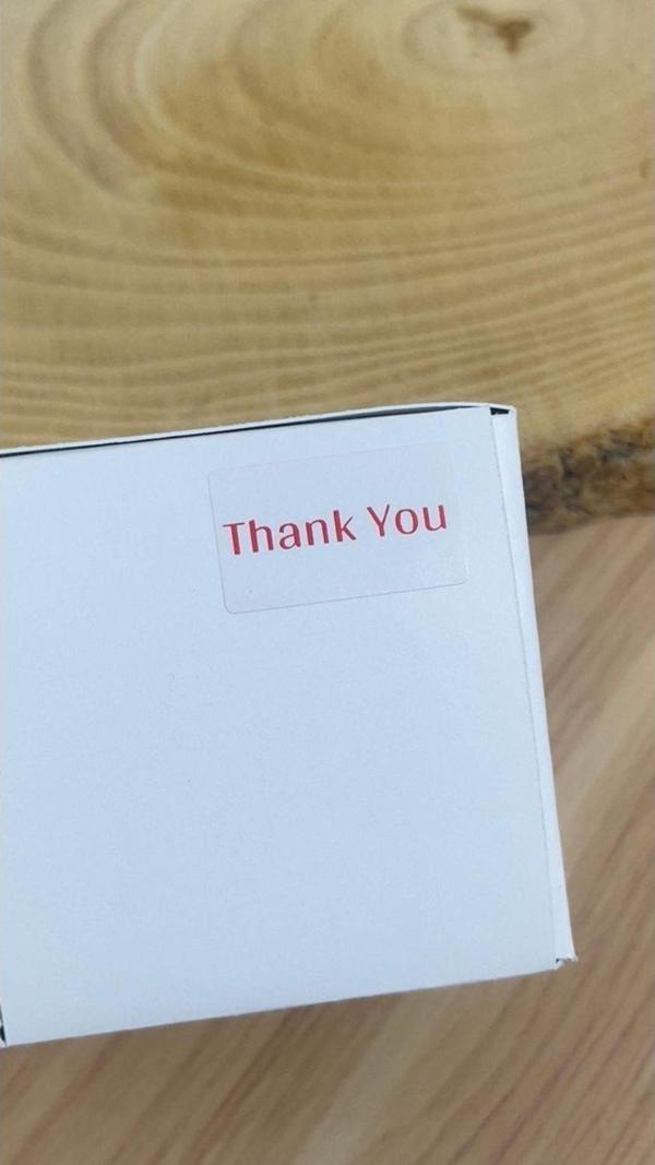 Butiksosyetik Thank You Kırmızı Yazılı Yapışkanlı Etiket 20 x 15Mm 200 Adet - Image 1