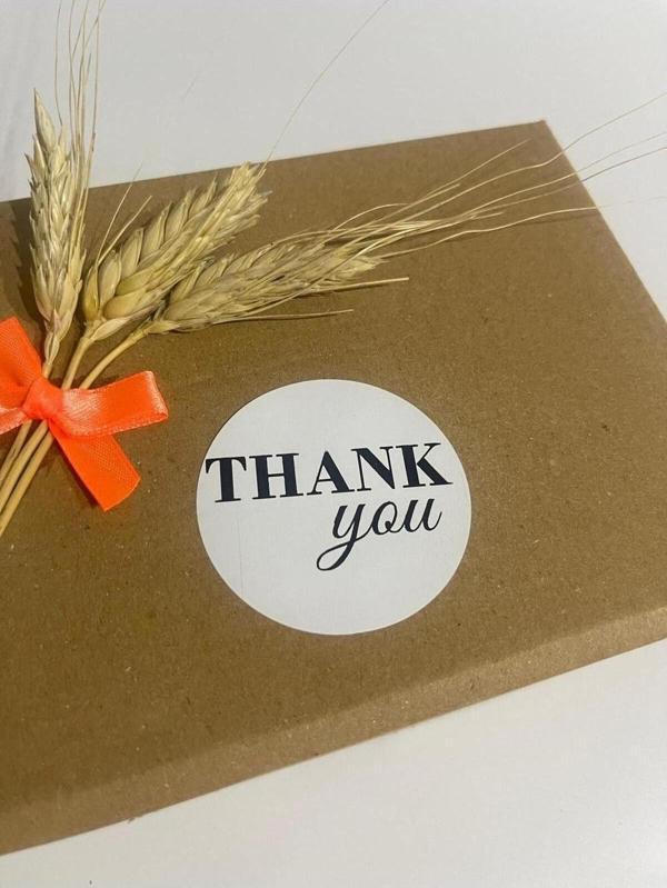 Butiksosyetik Thank You Siyah Yazılı Yuvarlak Yapışkanlı Etiket 3 x 3 cm 150 Adet - Image 1