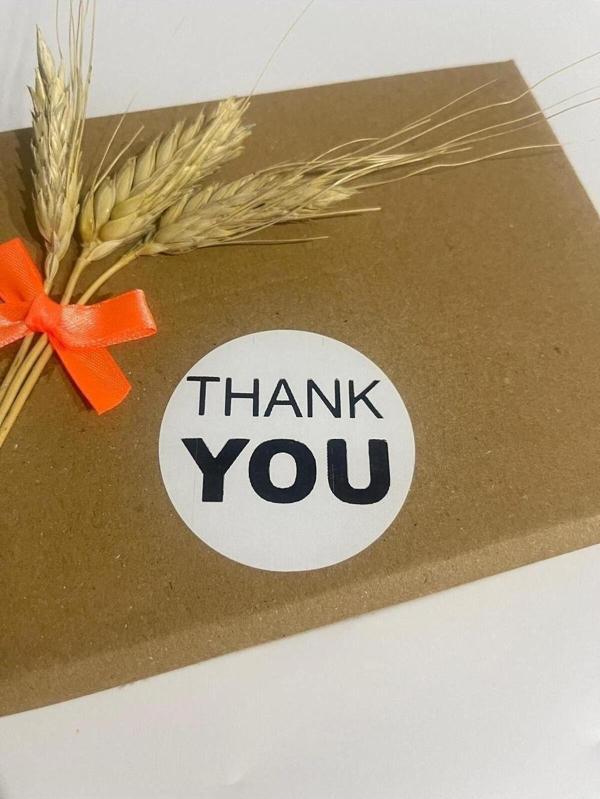 Butiksosyetik Thank You Siyah Yazılı Yuvarlak Yapışkanlı Etiket 5 x 5 cm 100 Adet - Image 1