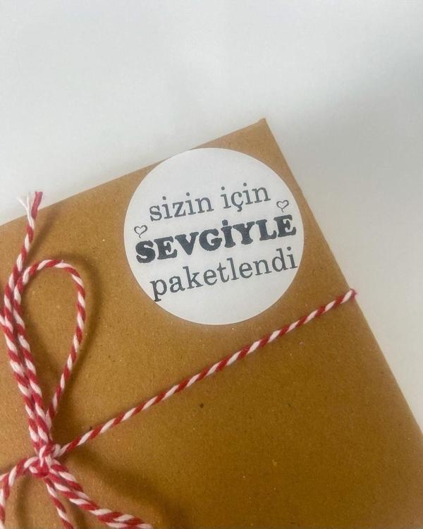 Butiksosyetik Sizin Için Sevgiyle Paketlendi 5 cm Yapışkanlı Sticker Etiket - Image 1