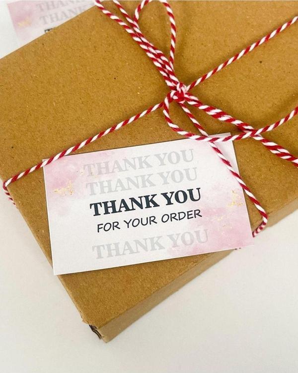 Butiksosyetik Thank You Yazılı Teşekkür Kartı 5 x 8 cm 50 Adet - Image 1