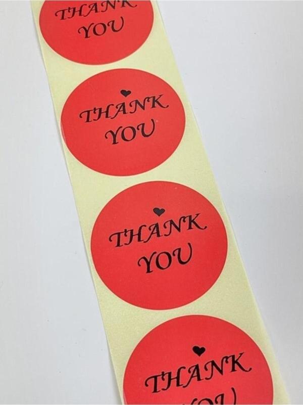 Butiksosyetik Thank You Yazılı Yuvarlak 50 Mm Yapışkanlı Sticker 100 Adet - Image 1