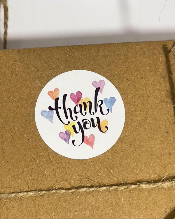 Butiksosyetik Thank You Yazılı Yuvarlak Yapışkanlı Etiket 4 x 4 cm 106 Adet - Image 1