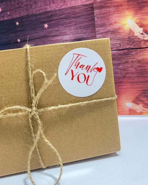 Butiksosyetik Thank You Yazılı Yuvarlak Yapışkanlı Etiket 5 x 5 cm 100 Adet - Image 1