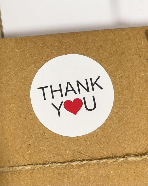 Butiksosyetik Thank You Yazılı Yuvarlak Yapışkanlı Sticker Set 4 x 4 cm 106 Adet - Image 1