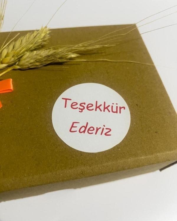 Butiksosyetik Teşekkür Ederiz Kırmızı Yazılı Yuvarlak Yapışkanlı Etiket 3 x 3 cm 150 Adet - Image 1