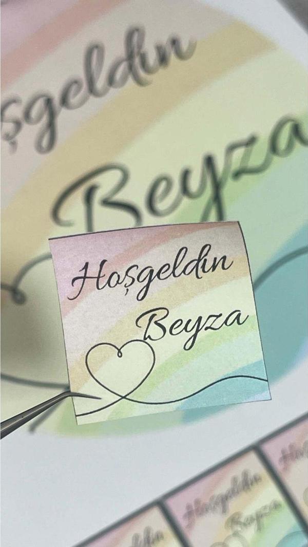 Butiksosyetik Yenidoğan Madlen Çikolata Etiketi 4 x 4 cm 108 Adet - Image 1