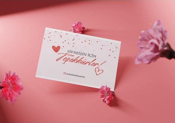 Butiksosyetik Teşekkür Kartı Siparişin İçin Teşekkürler Yazılı 5 x 8cm 100 Adet - Image 1