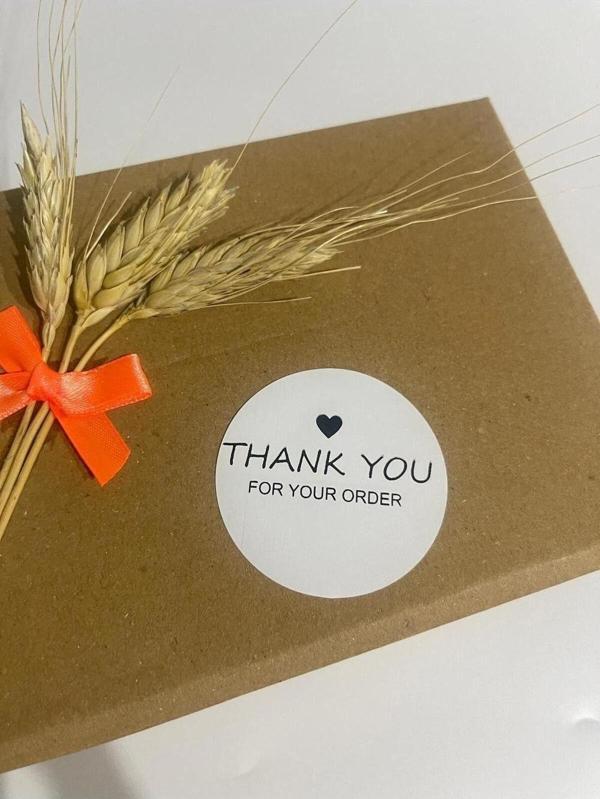 Butiksosyetik Thank You For Your Order Kalpli Siyah Yazılı Yuvarlak Yapışkanlı Etiket 5 x 5 cm 100 Adet - Image 1