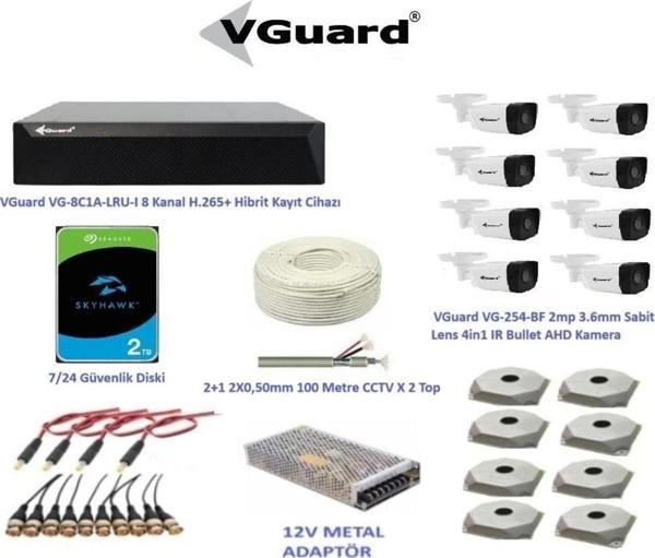 VGuard 2mp 8 Kameralı Dış Ortam AHD HD-TVI Full Kamera Seti 2TB Disk - Image 1
