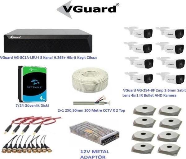 VGuard 2mp 8 Kameralı Dış Ortam AHD HD-TVI Full Kamera Seti 4TB Disk - Image 1