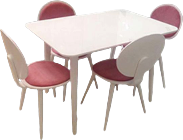 Masa-Sandalye 13572 RETRO Papel Tk model Kayın Retro kaplama Parlak beyaz El Yapı - Image 1
