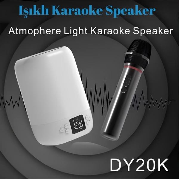 Cosmostech Dy20K Karaoke Bluetooth Hoparlör, RGB Işıklı, Alarm Saat, Uyku Mod Özel Sesli,Kablosuz Speaker - Image 1