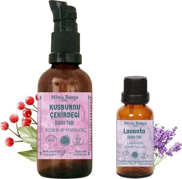50ml Soğuk Sıkım Kuşburnu Çekirdeği Yağı, Lavanta Uçucu Yağı 10ml %100 Saf - Image 1