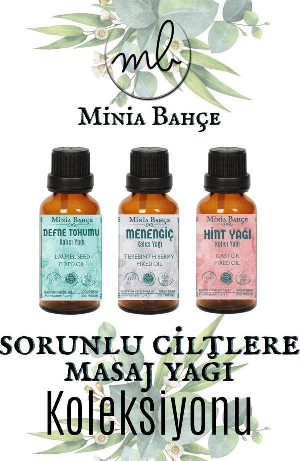 Defne Tohumu Sabit Yağı, Menengiç Sabit Yağı, Hint Sabit Yağı, 20'şer Ml. 3 Adet, %100 Saf - Image 1