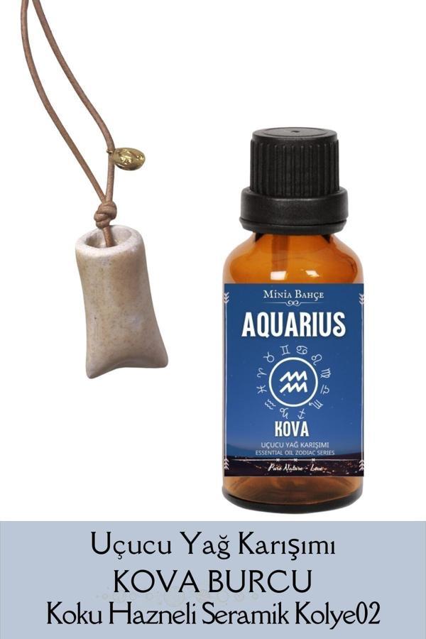 Kova Burcu - Aquarius, Uçucu Yağ Karışımı, 10ml & Koku Hazneli Kolye02 - Image 1