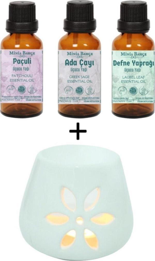 Paçuli Yağı - Ada Çayı Yağı - Defne Yaprağı Yağı Ve Buhurdanlık Seti - Image 1