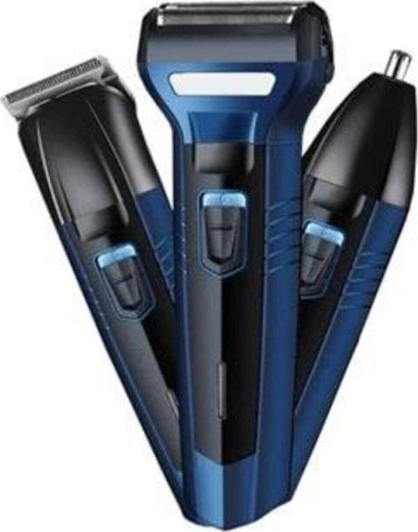 3'lü Set Saç Sakal Kesme Traş Makinesi Burun Kılı Alma 3in1 Pro Model Erkek Bakım Seti - Image 1