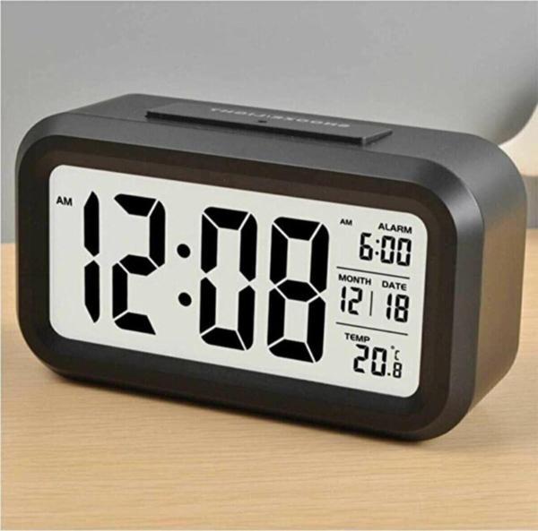 Lcd Işıklı Sensörlü Termometreli Alarmlı Dijital Masa Saati - Image 1