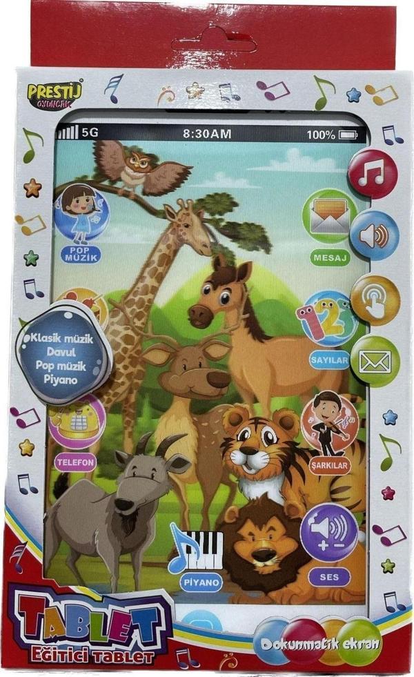 Eğlenceli Pilli Dokunmatik Tablet Sesli Işıklı Aktivite Oyuncağı Eğitici Tablet - Image 1
