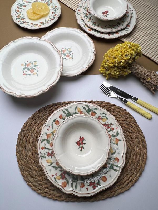 TABAK EVİ Fulya Food Garden Porselen Yemek Takımı 6 Kişilik 24 Parça - Image 1