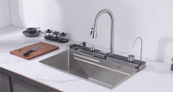 GL General GLPR 7546 Dijital Premium Silver Inox Akıllı Şelale Eviye - Image 1