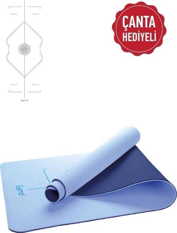 Gymo Hizalamalı 6mm TPE Yoga Matı Pilates Minderi Açık Mavi - Image 1