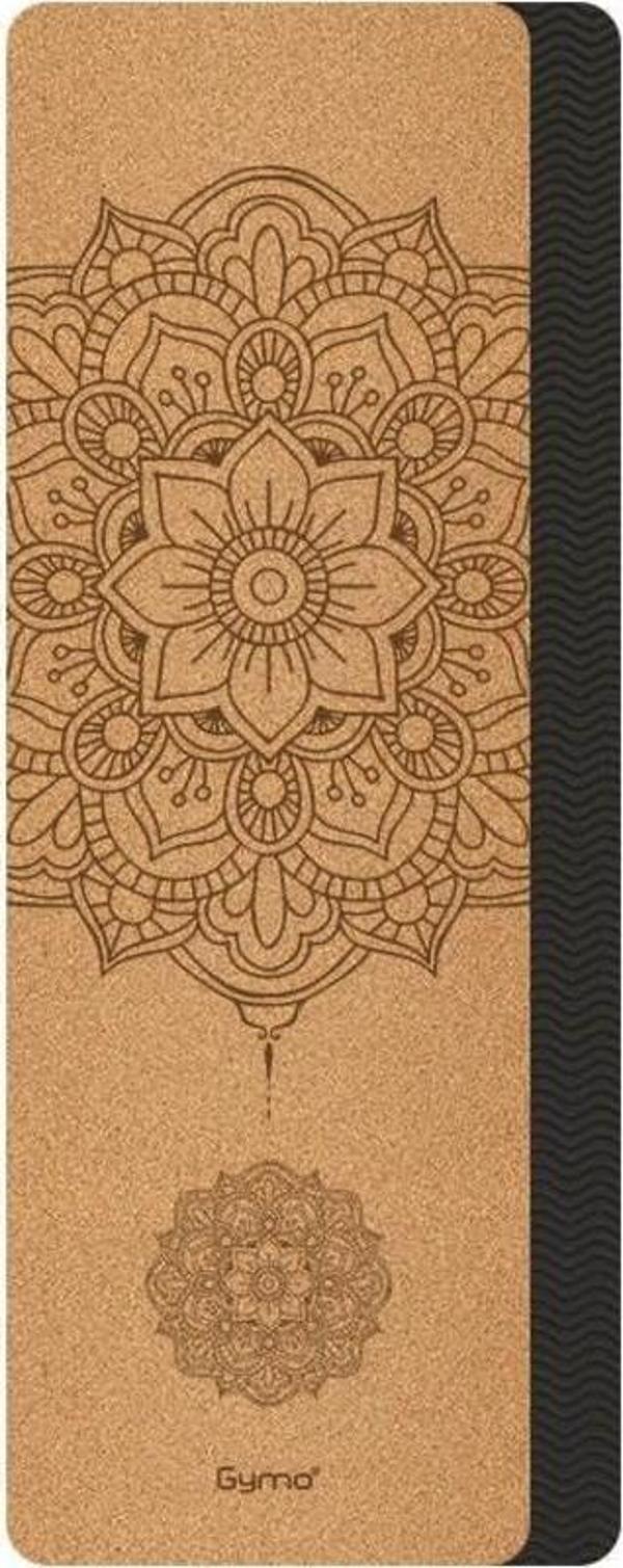 Gymo Pro Series Hizalamalı 5mm Doğal Mantar Cork Yoga Matı Pilates Minderi Mandala - Image 1