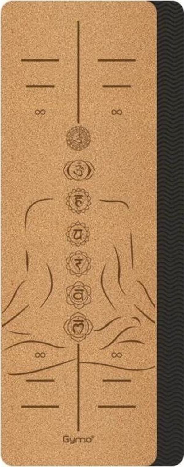 Gymo Pro Series Sembol Hizalamalı 5mm Doğal Mantar Cork Yoga Matı Pilates Minderi - Image 1