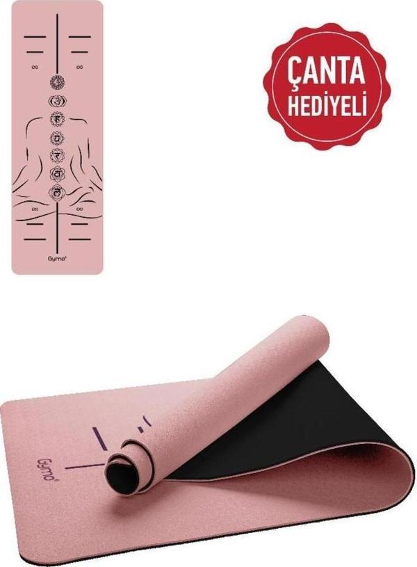 Gymo Sembol Hizalamalı 6mm TPE Yoga Matı Pilates Minderi Scarlet - Image 1