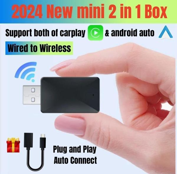 Araç Içi Apple Android Cihazlar Için 2in1 Usb Mini Carplay Adaptörü - Image 1