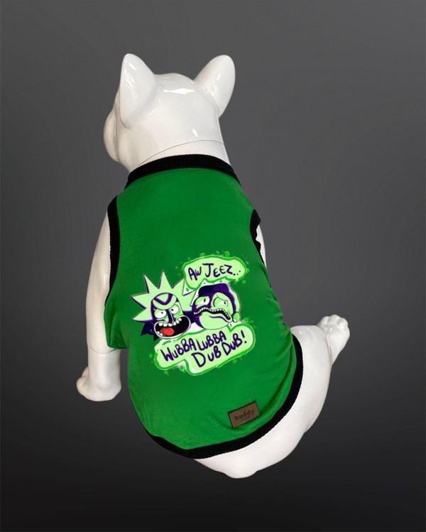 Kedi & Köpek Kıyafeti Atlet - Rick & Morty Baskılı Açık Yeşil Atlet - Image 1