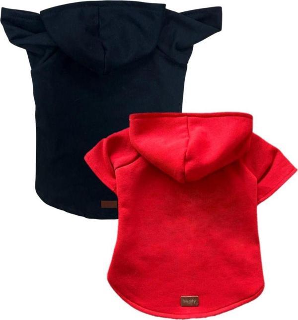 Kedi & Köpek Kıyafeti Sweatshirt - Baskısız Siyah & Kırmızı 2'li Set Sweatshirt - Image 1