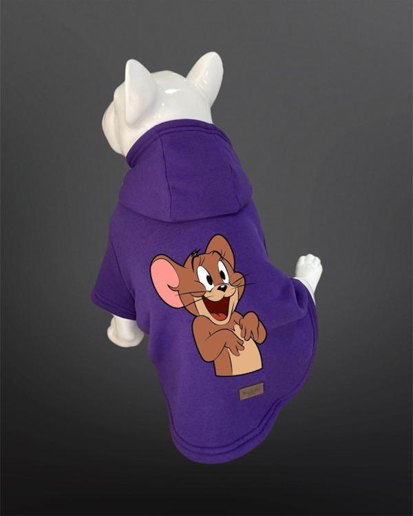 Kedi & Köpek Kıyafeti Sweatshirt - Jerry Baskılı Mor Sweatshirt - Image 1