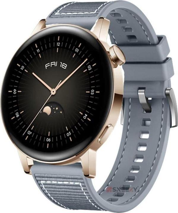 Sneezy Huawei Watch GT 3 Elegant Active 42mm Uyumlu 20mm Dikiş Desenli Dokuma Silikon Kordon - Image 1