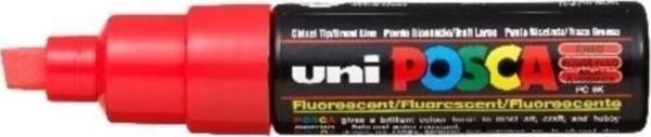 Uni-Ball Posca Su Bazlı Boyama Kalemi 8.0 Poster Markörü 8.0 Mm Fosforlu Kırmızı pc-8k (6 Lı Paket) - Image 1