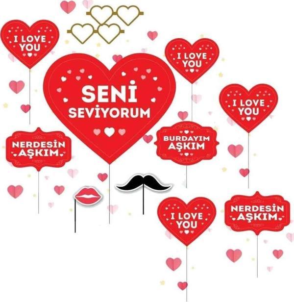 Seni Seviyorum Aşk Konuşma Balonu 12 Adet - Image 1