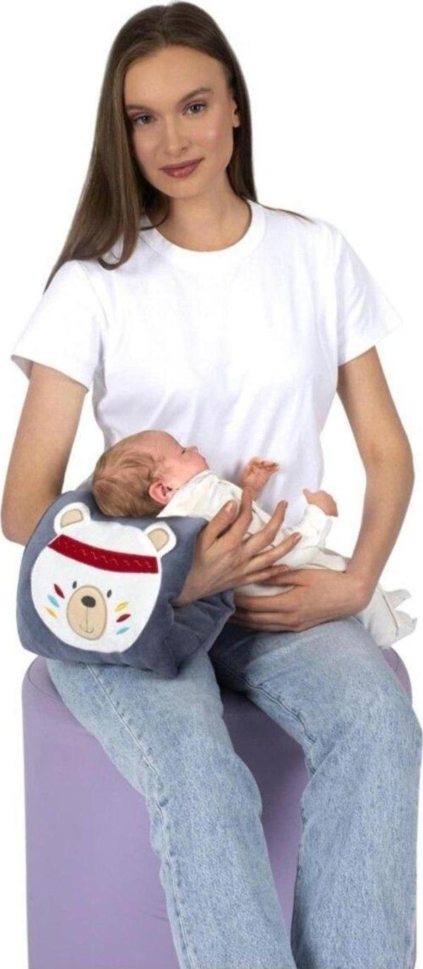 Sevi Bebe Nakışlı Lüks Emzirme Yastığı Art-271 Gri Gri - Image 1