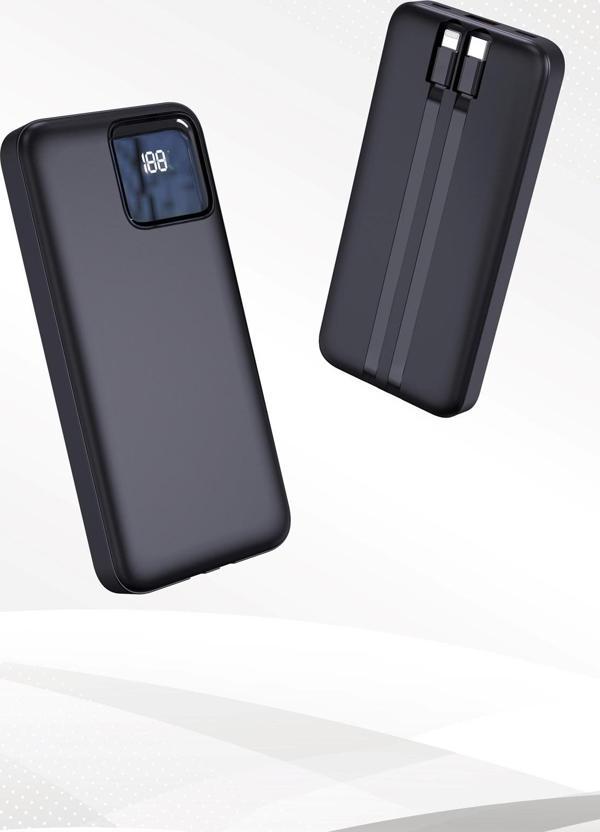 X-Level X-Powerduo 10000Mah Çift Kablolu Lcd Ekran Powerbank Siyah - Image 1
