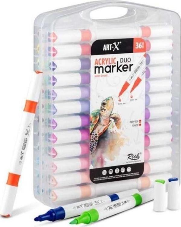 Rich Art X Acrylic Duo Marker Çift Uçlu Su Bazlı Boyama Kalemi 36 Renk Set 18058 - Image 1