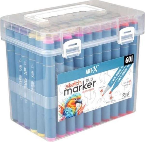 Rich Art X Sketch Marker Duo Çift Uçlu Marker Kalem 60 Renk Set 18050 - Image 1