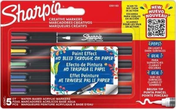 Sharpie Kreatif Marker Fırça Uçlu 5li Akrilik Kalem Seti 2201182 - Image 1