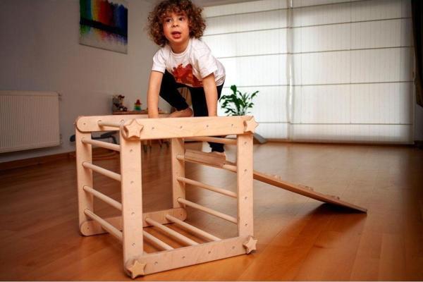 Kidoppo Ahşap Aktivite Küpü | Çok Fonksiyonlu Tırmanma Küpü | Ahşap Denge & Aktivite Oyuncağı - Image 1