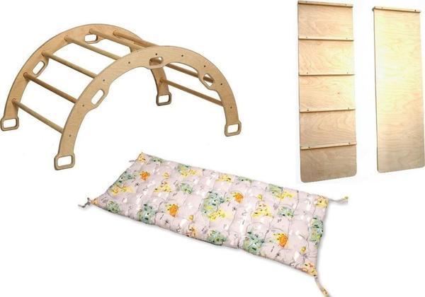 Kidoppo Pikler Tırmanma Seti | Montessori Ahşap Kemer Ve Yastık | Kemer & Merdiven Rampa & Harita Yastık - Image 1