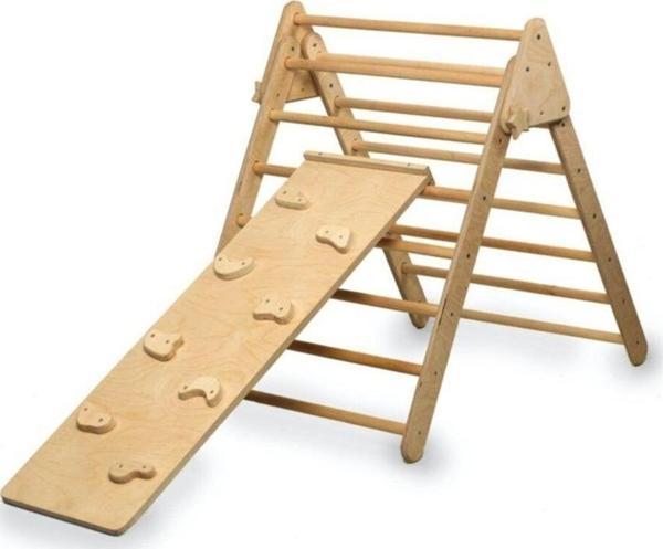 Kidoppo Pikler Üçgeni Ve Tırmanma Seti | Montessori Oyun Seti | Ahşap Oyuncak Set | Üçgen & Taşlı Rampa - Image 1