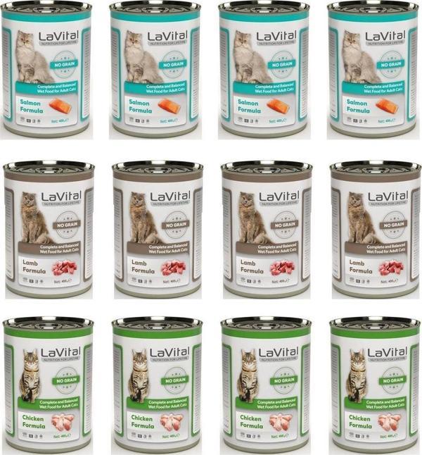 LaVital Tahılsız 3 Çeşit Karma Kedi Konservesi 400 Gr. x 12 Adet - Image 1