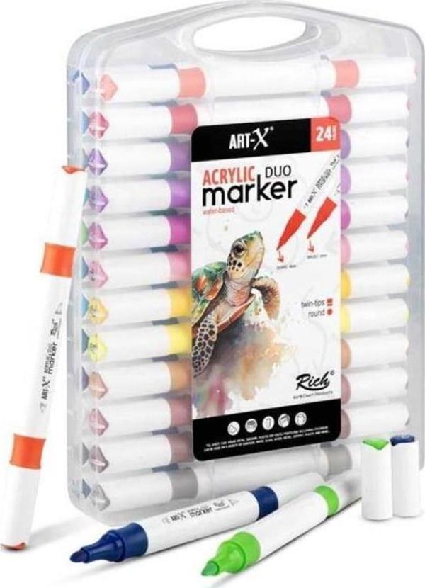 Rich Art X Acrylic Duo Marker Çift Uçlu Su Bazlı Boyama Kalemi 24 Renk Set 18054 - Image 1