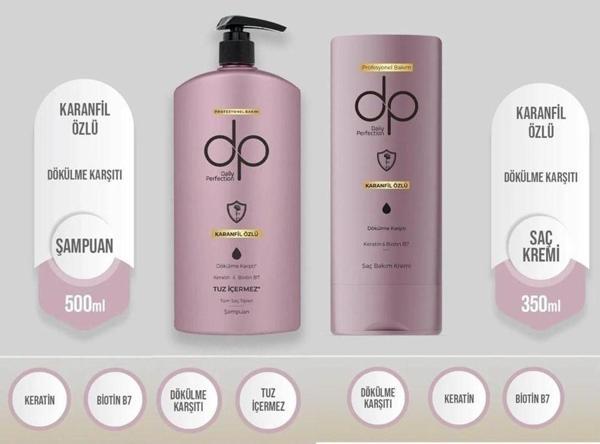 Dp Daily Perfection Karanfil Özlü 500 Ml Tuzsuz Şampuan - Karanfil Özlü Saç Bakım Kremi 350 Ml - Image 1